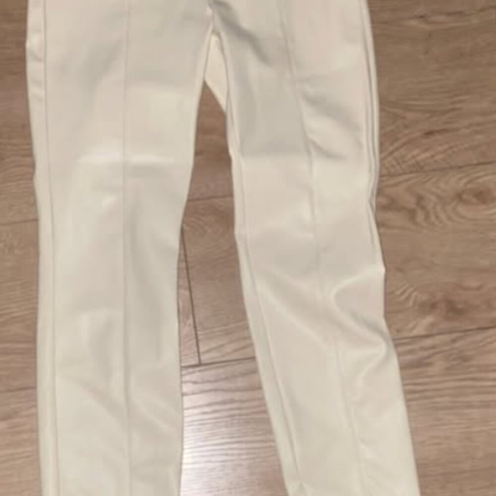 off white leather pants- Zara size S